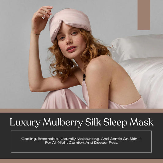 Lunya Washable Silk Sleeping Mask - Thermoregulating Mulberry Silk, Light Blocking and Comfortable Fit – Sleep Mask for Women and Men with Box - Delicate Pink - Small