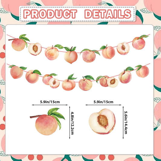 2PCS Pink Peach Cutout Banner Peach Decor One Sweet Peach Birthday Decorations Peach Party Decorations for Girl Princess Birthday Baby Shower Wedding Supplies