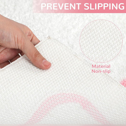 Tinideya 32"x20" Microfiber Bathroom Rugs White Cute Bath Rug with Pink Bowknot for Bathtub, Sink, Shower, Living Room, Kitchen, Anti Slip, Absorbent