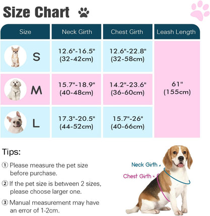 Pawaboo Small Dog Harness and Leash Set, Puppy Harness X-Frame No Pull No Choke, Dog Vest Harness Adjustable for Small Medium Sized Dogs,Soft Breathable Pet Harness for Walking Outing, M, Pink Daisy