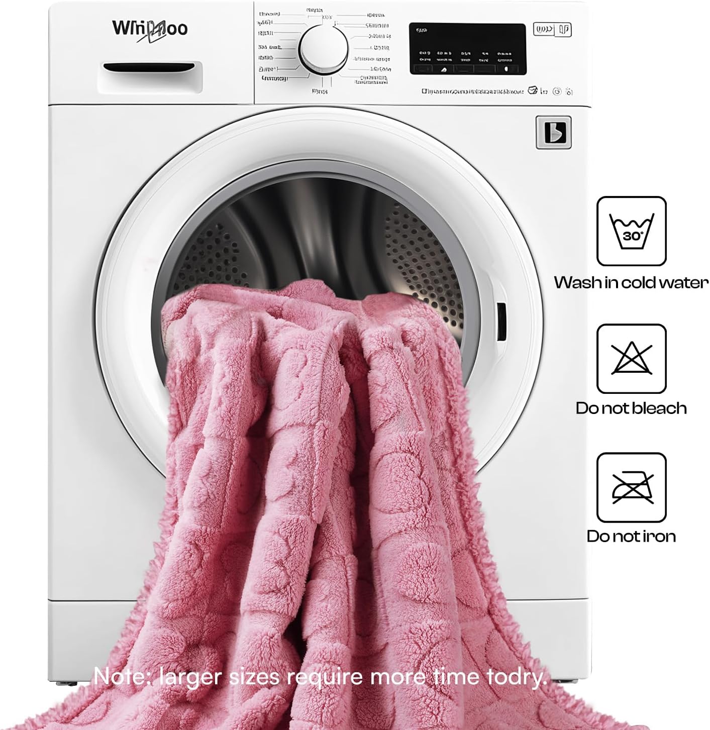 Luciphia Valentines Day Waterproof Blanket for Medium Large Dogs Washable Bed Couch Protector Soft Fluffy 3D Heart Jacquard Pet Blanket with Sherpa Fleece Cozy Calming Throw Blankets, Pink 65x57 inch