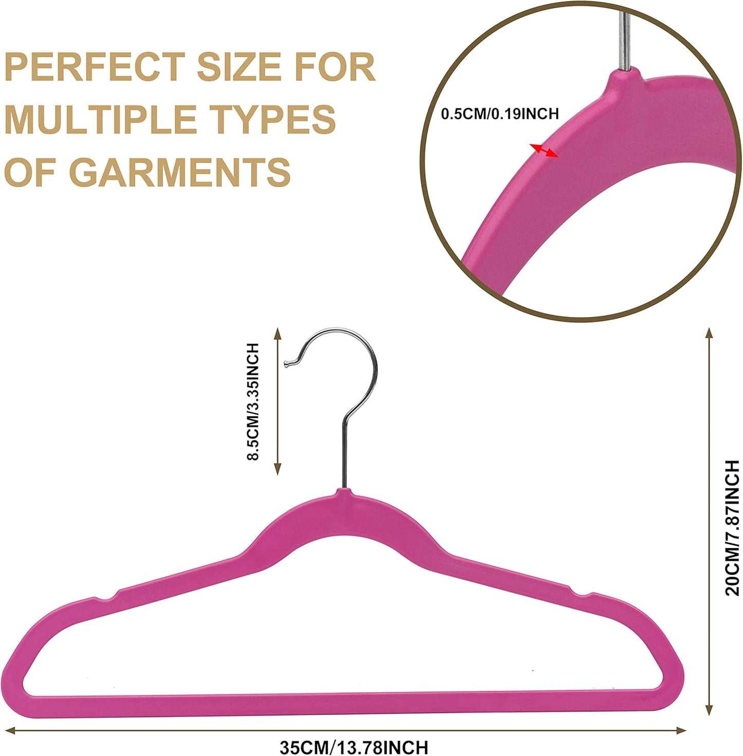Quality Children's Plastic 30 Pack Non Velvet Non-Flocked Thin Compact Hangers Swivel Hook for Shirts Blouse Coats (Pink, 30)