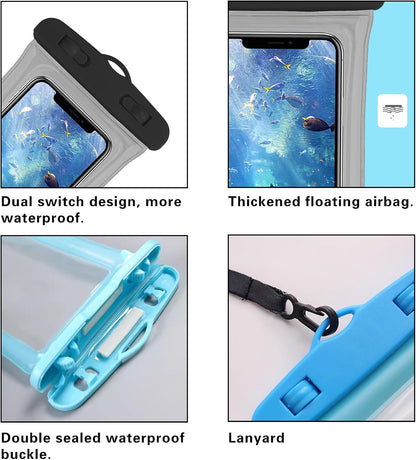 2 Pcs Waterproof Phone Pouch, Universal IPX8 Floating Waterproof Cell Phone Case Dry Bag, Compatible with Most Cell Phone on Market, Waterproof Phone Protector for Beach Swimming (Pink + Purple)