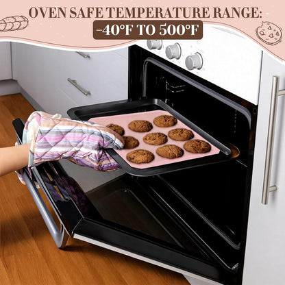 3 Pack Perforated Silicone Baking Mat, Non Stick Pink Baking Mats 2 Half Sheets 16.5"x11.6" & 1 Quarter Sheet, Food Reusable Safe Oven Liners Mats for Making Cookies, Macaroons, Bread