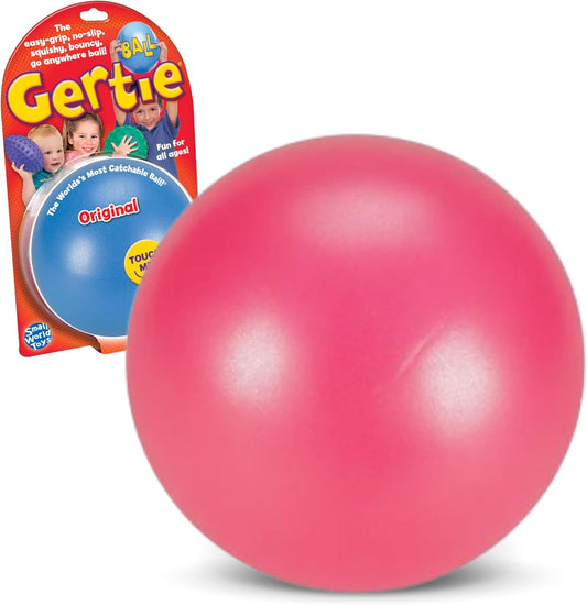 Small World Toys Gertie Handball, 9" Inflatable Sensory Balls, Soft Huggable Squishy Bouncy Ball for Kids Ages 3+, Toddler Ball for Sensory Development (Pink)
