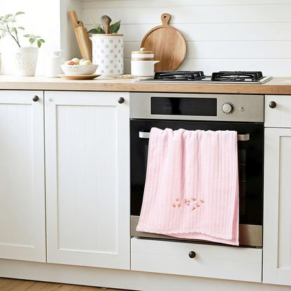 Jacquotha Hand Towels for Bathroom (Pink & Cream) – Soft Cotton, 13x29 Inches, Embroidered Flowers, 4 Pack Decorative Towels for Spring Kitchen Decor