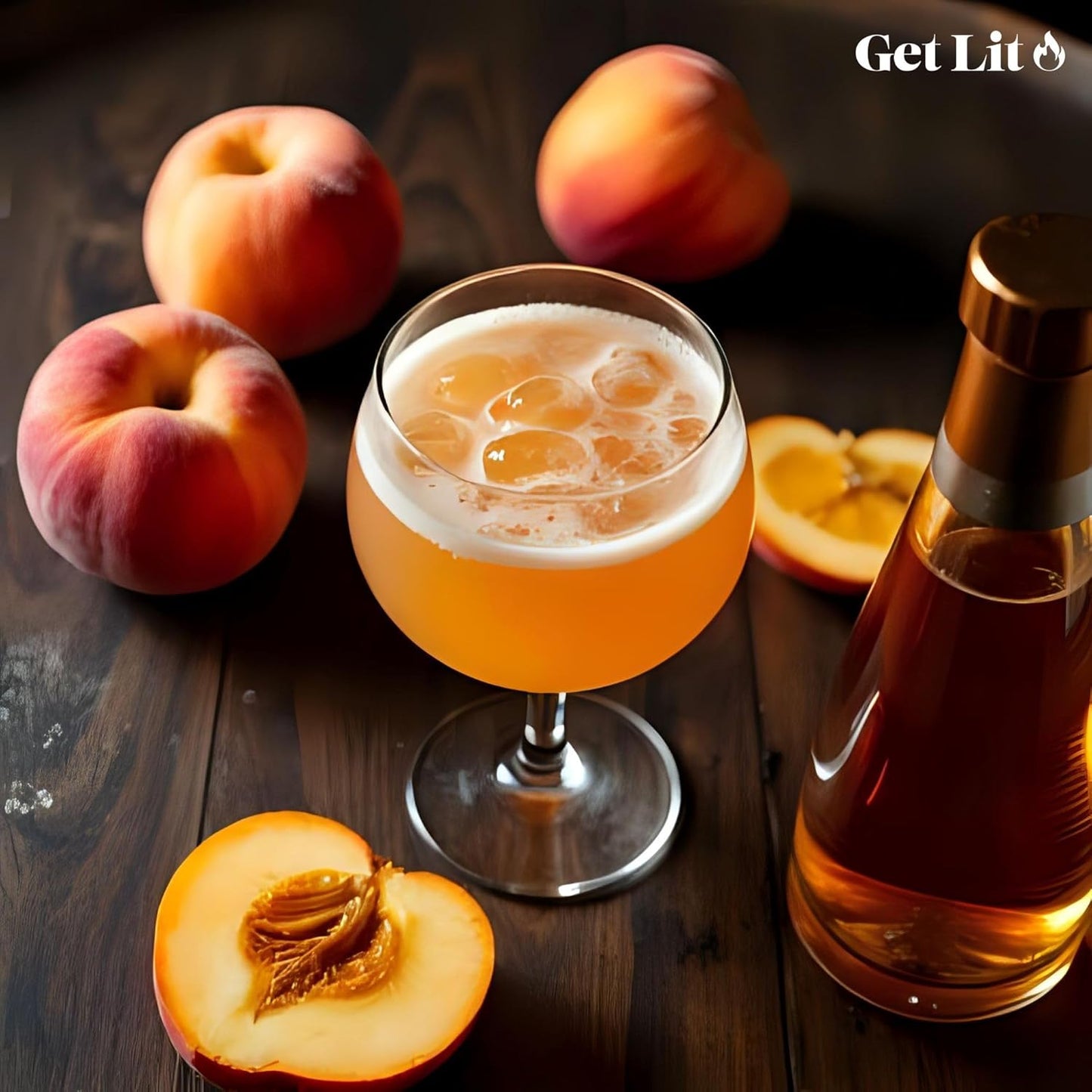 Get Lit | Peach Mimosa | 16 oz Double-Wick Scented Candle | Hand-Poured in Missouri, USA | Bright Fruity Champagne Fragrance