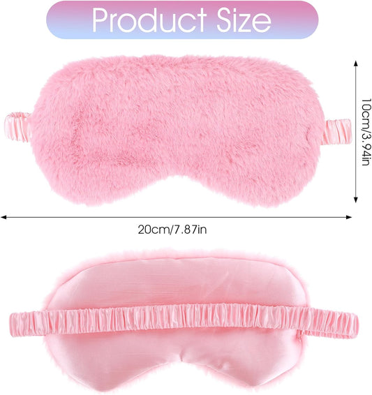 2 Pcs Plush Eye Mask Soft Sleeping Blindfold Eye Cover Comfortable Furry Faux Fur Sleeping Mask Satin Nap Night Eyeshade Cover for Women Men Gift (Pink)