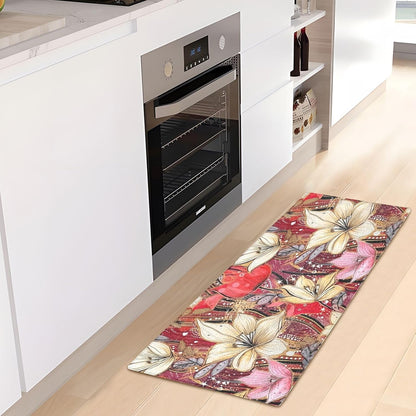 J JOYSAY Flowers Floral White Pink Bathroom Rug Mat Soft Absorbent Bath Rug Carpet Non Slip Quick Dry Bath Mats for Bathroom Shower Bedroom Living Room Kitchen 39"x20"