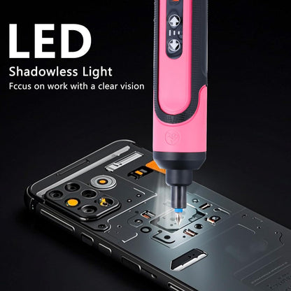 Electric Screwdriver Rechargeable, 4V Cordless Screwdriver, with 3 Gear Torque Adjustment and 26 Bits, Extension Rod, USB Charging Cable, Suitable for Furniture or Appliance Repair Pink