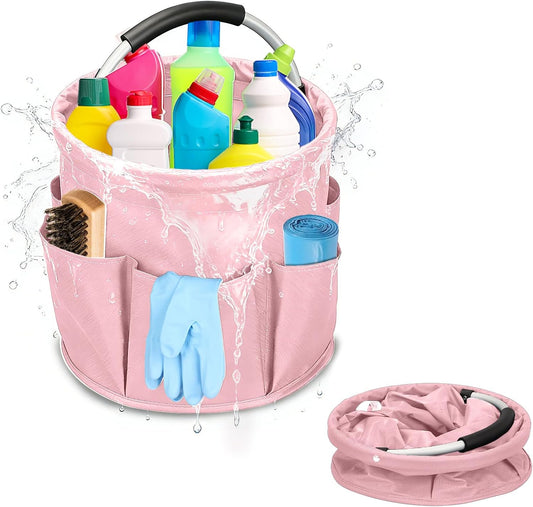 Qivine Cleaning Caddy for Cleaning Supplies, 17L Cleaning Supply Caddy with Handle Foldable Cleaning Supplies Organizer Bucket Tool Bag Organizer Cleaning Products Organizers for Home, Garden