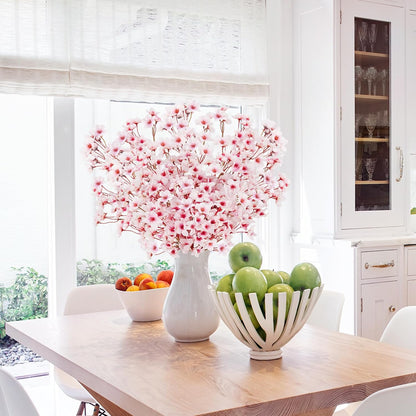 16PCS Artificial Cherry Blossom Flowers, 15.7" Fake Pink Peach Flowers Slik Faux Cherry Blossom Stems Flower Boquet for Home Vase Wedding Party Spring Decoration