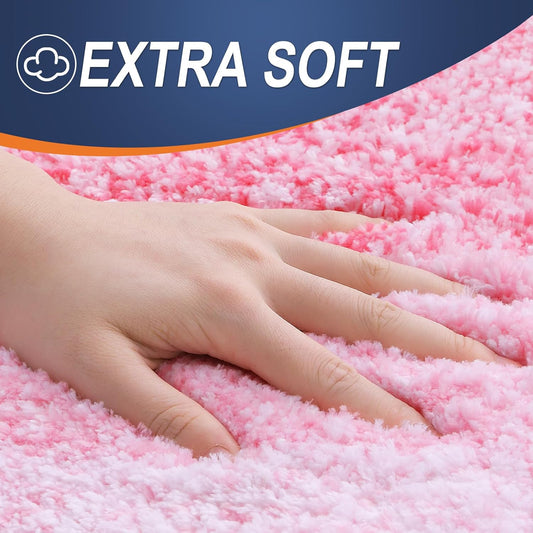 OLANLY Bathroom Runner Rugs Mat 47x20, Extra Soft Absorbent Microfiber Bath Rugs, Rubber Backing, Quick Dry, Washable Long Bath Mats for Bathroom Floor, Tub and Shower, Home Decor Accessories, Pink