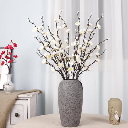 HERCHR Artificial Flowers, 7pcs Cherry Blossom Branches Spring Indoor Decoration 21.7in Long Stem Plum Fake Peach Plants for Wedding Home Hotel Bedroom Party Office Table Centerpieces Decor (White)