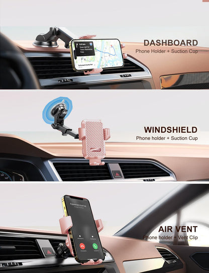 JOYMASS Wireless Car Charger, Phone Holders for Your Car, 15W Auto Clamping Phone Mount Car Accessories for iPhone 16 15 14 13 12 Mini Pro Max 11, Samsung Galaxy S24 Ultra S23 S22+ Note 20, etc-Pink