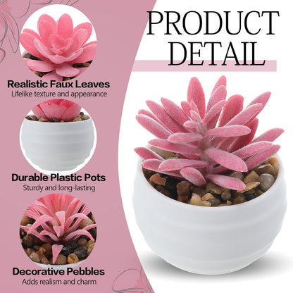 Norme 12 Pcs Pink Succulent Plants Artificial in Pots Small Fake Succulents Bulk for Office Desk Pink Desk Accessories Home Wedding Decor Birthday Easter Day Gifts for Wife Women