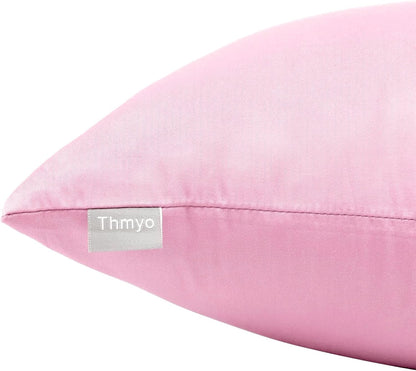 Thmyo 4-Pack 100% Cotton Comfortable Solid Decorative Throw Pillow Case Square Cushion Cover Pillowcases Sublimation Blank DIY Pillow Covers for Sofa(Only Covers, No Pillows)(18x18 inch/45x45cm,Pink)