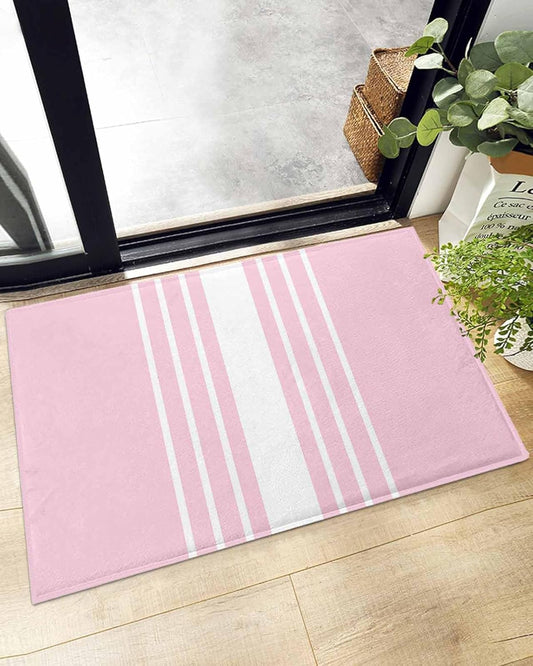 YOKOU Bathroom Rug Bath Mat,Modern Pink Stripes Absorbent Non Slip Soft Microfiber Shaggy Plush Bath Rugs for Shower,Abstract Geometric Line 16"x24"