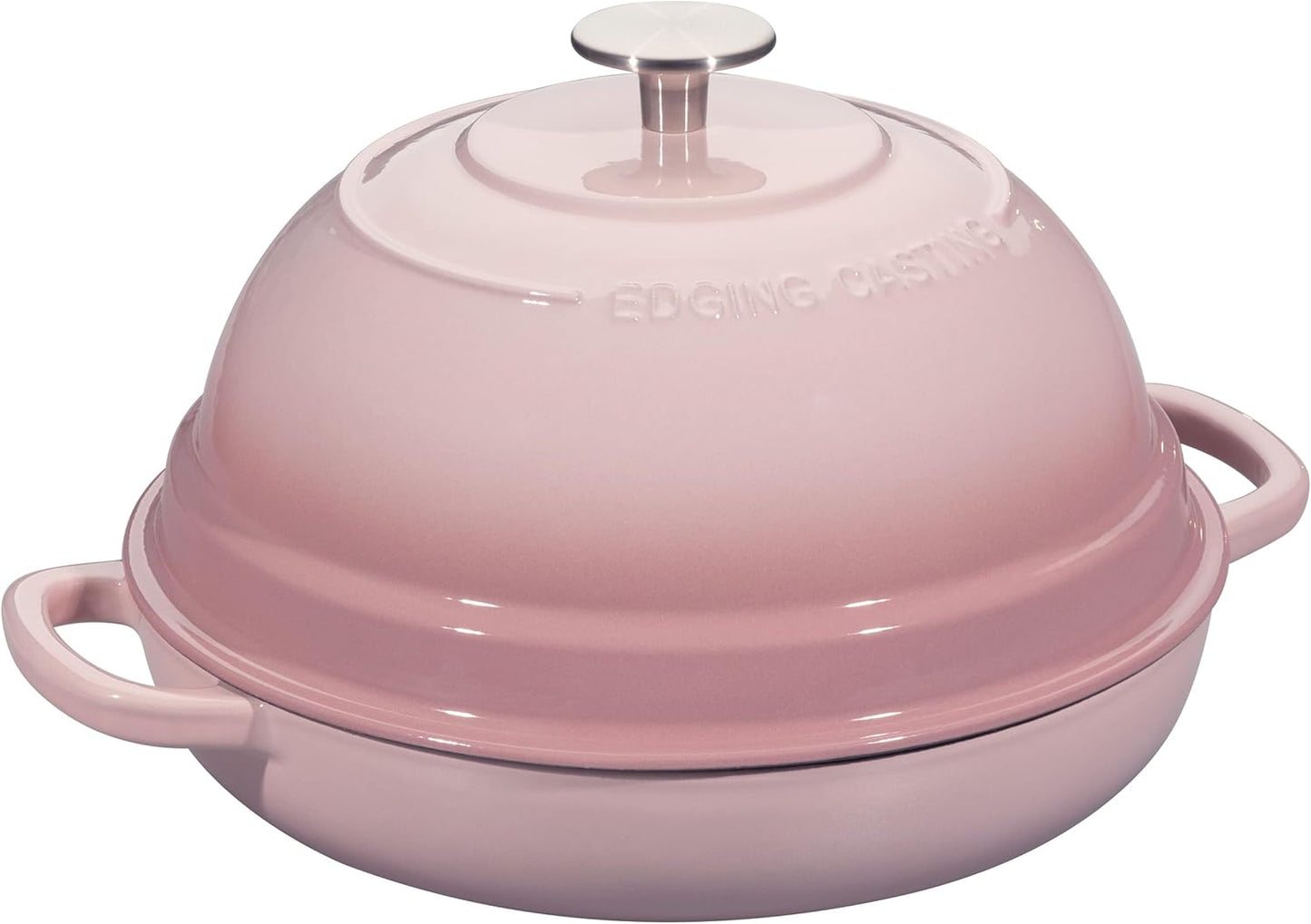 EDGING CASTING Enameled Cast Iron Dutch Oven Pot with Lid, Round Bread Oven for Homemade Sourdough Bread Baking, 6 Quart, Pink