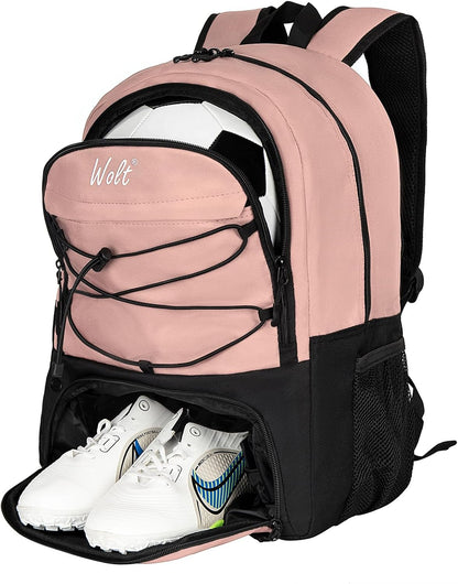 WOLT Soccer Backpack Soccer Bag with Ball Holder & Shoes Compartment, Sport Equipment Bags For Football, Basketball, Volleyball, Gym