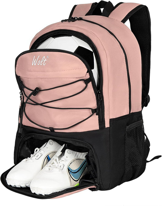 WOLT Soccer Backpack Soccer Bag with Ball Holder & Shoes Compartment, Sport Equipment Bags For Football, Basketball, Volleyball, Gym