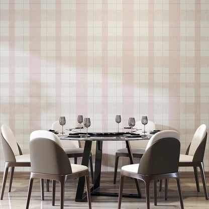 Timeet Modern Peel and Stick Wallpaper Pink Boho Contact Paper Plaid Wallpaper Waterproof Self Adhesive Removable Textured Wall Paper for Bedroom Bathroom Cabinets Wall Decor Vinyl 17.3" x 80"