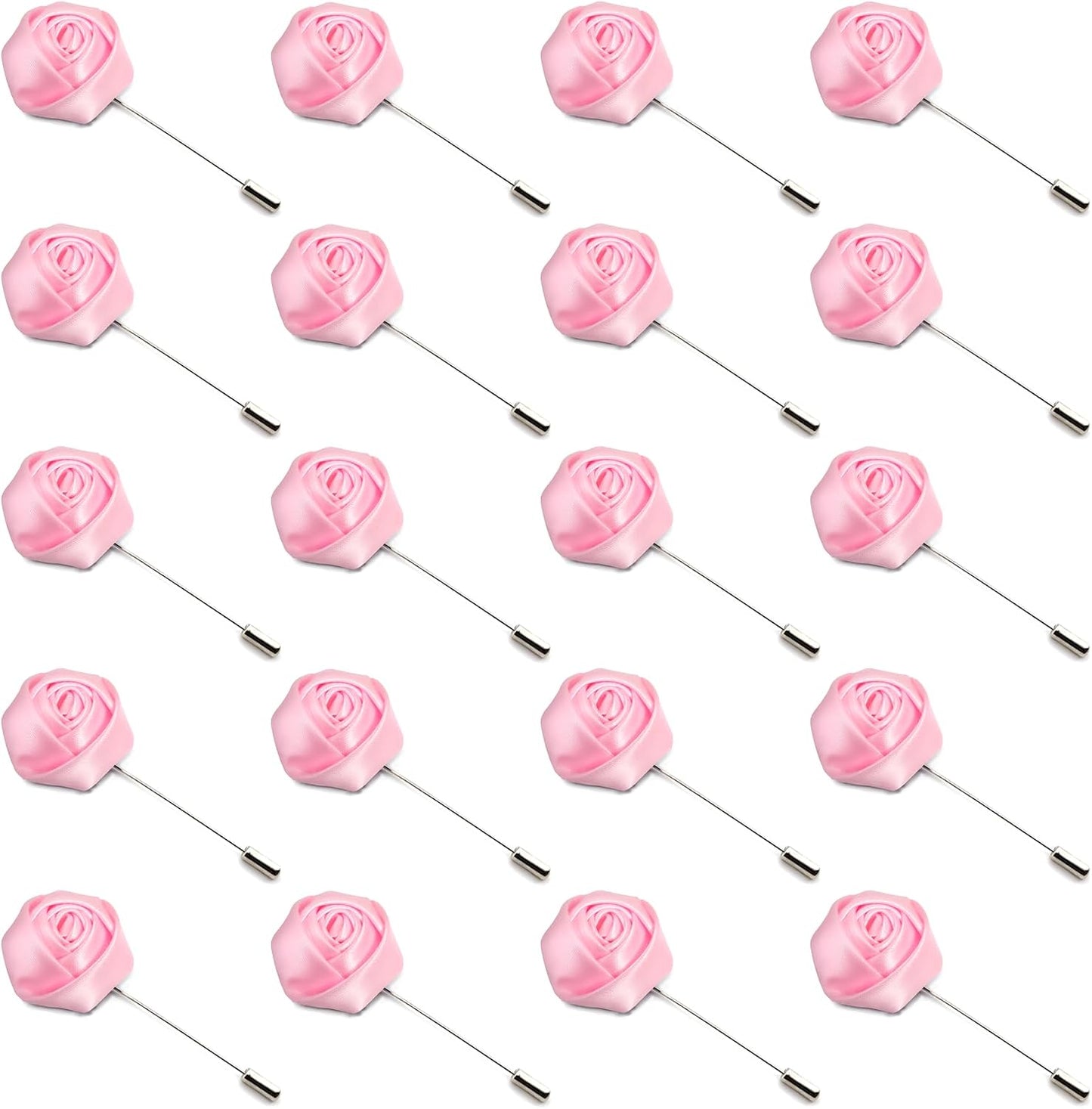 20Pcs Rose Boutonniere Lapel Pin for Men Pink Flower Lapel Pin for Men Suits Handmade Rose Corsage Satin Flower Outfit Accessories Groom Groomsman Wedding Brooch Rose Lapel Pin for Husband Brother
