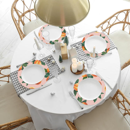 Round Placemat Set of 6-15 Inch Non Slip Heat Resistant Table Mats Washable Place Mats for Kitchen Dining Party Table Decor Peach Pattern