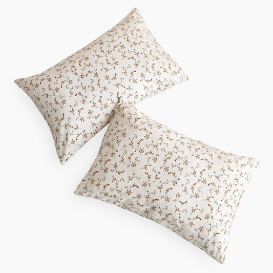Wake In Cloud - Floral Pillow Cases, Shabby Chic Coquette Cottagecore Aesthetic Cute Rose Flower Pattern, Set of 2 Soft Pillowcases Pillow Shams Covers, Light Pink, Standard Size 20x26 Inches