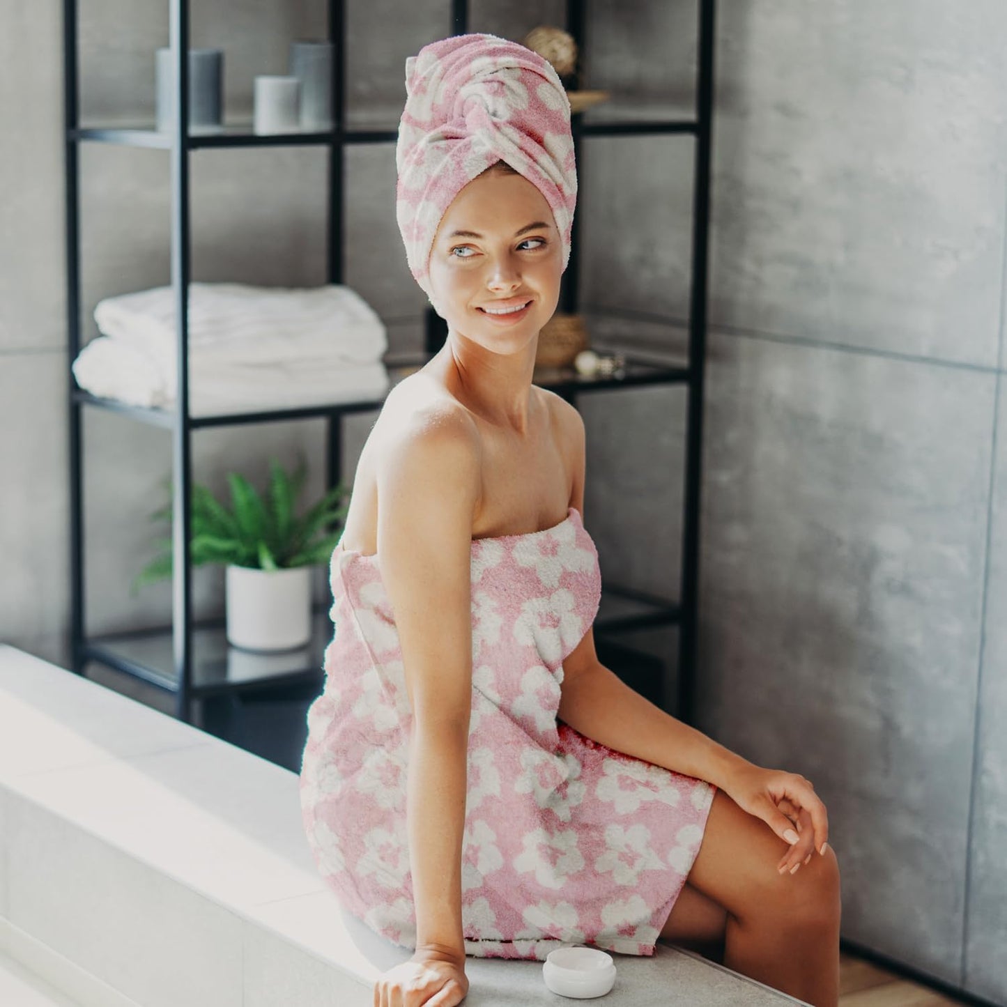 Pink Bath Towels - Set of 2 Made Cotton 27x55 Inches Highly Absorbent for Bathroom (BloomLux)