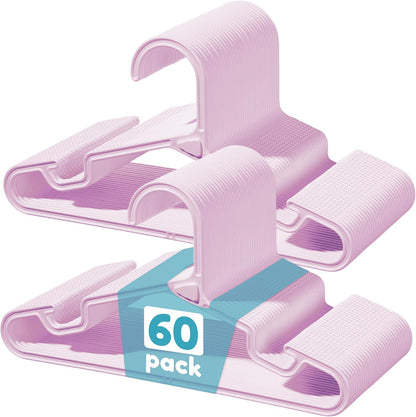 Vtopmart 60 Pack Kids Hangers, 11 inches Baby Clothes Hangers for Closet, StackFit Interlocking Toddler Hanger for Pants, Dress, Skirt, Space-Saving Children Hangers with Non-Slip Shoulder Grooves