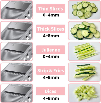 Jonscook Safe Mandoline Food Slicer for Kitchen - Vegetable Chopper With Adjustable Thickness, Multifunctional Veggie Chopper Vegetable Cutter Slicer Dicer For Onion Potato Tomato - Pink