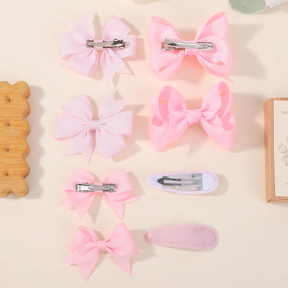 choicbaby 8pcs Baby Girl Hair Bow Clips Set, Pink Toddler Hair Clips Boutique Grosgrain Ribbon Bow Hair Barrettes Accessories for Infant Toddler Kids