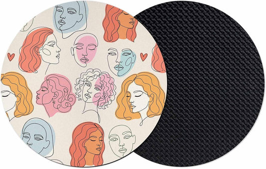 Coasters Set of 2, Farmhouse Boho Round Drink Coasters for Coffee Table Decor, Modern Abstract Women Feminine Light Beige Absorbent Cup Coaster for Housewarming Gift/Home Décor, 4 Inches