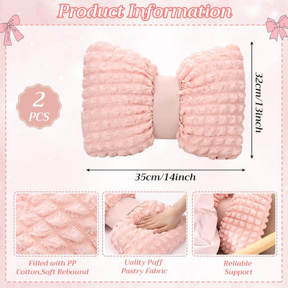 Novabright 2 Pcs Bow Pillow, 13 x 14" Bow Shaped Coquette Throw Pillow, Cushion Soft Home Decorative for Bedroom Sofa Couch Living Room(Pink)