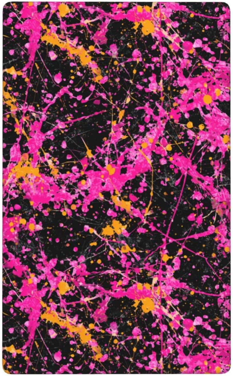 Neon Pink Abstract Paint Splatter Single Toggle Blank Wall Plate Light Switch Cover Decorative 1 Gang For Kitchen Room Bathroom Size 4.5" X 2.75"