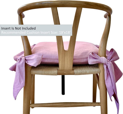 Korean Made Chair Pad 17.5'x 17.5' Slipcover Chair Cushion Cover with Ties and Ruffle Farmhouse Decor No Cushion Insert, Stocking Stuffer Gift for Mom