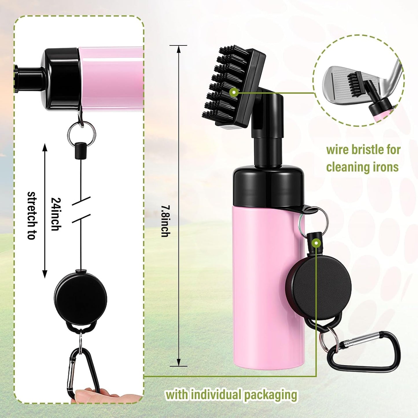Liliful Pink and White Checkered Golf Towel Pink Cleaner Water Brush Set, 19.69 x 15.75 Inches Microfiber Waffle Towel Golf Accessories Kit Club Supplies for Women Ladies Gifts