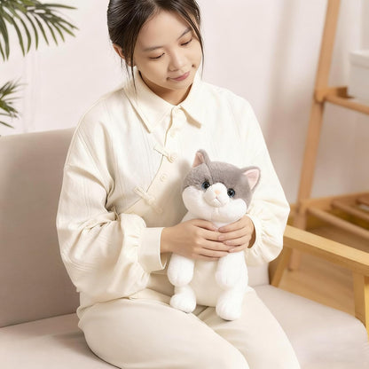 PEACH CAT Cat Plush Cute Kitten Stuffed Animal Soft Plushies Toy Pillow Gifts for Kids Grey 17.7"