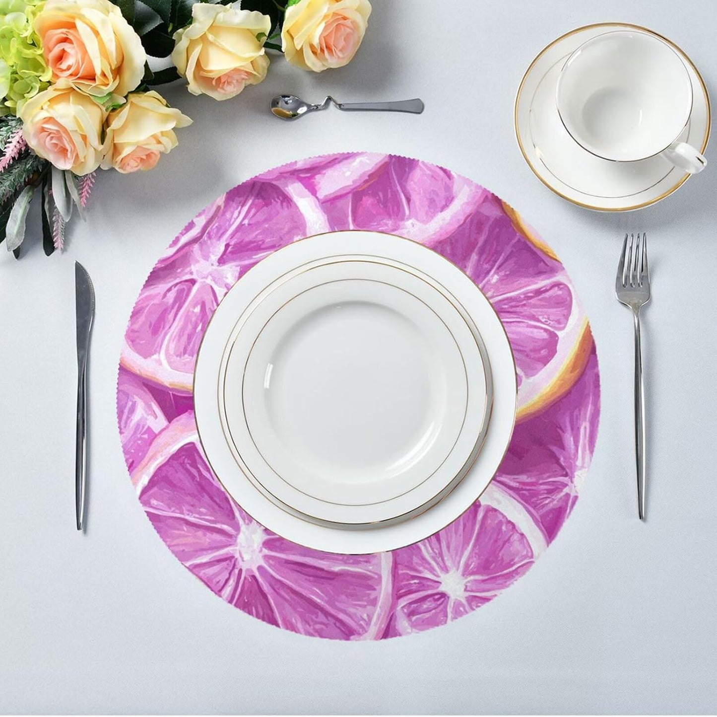 Lemons Baby Peach Seamless Picture Seamless Pattern_2 placemats for a Round Table Reusable Place mats Machine Washable placemats Linen placemats for Dining Table Waterproof Place mat Autumn