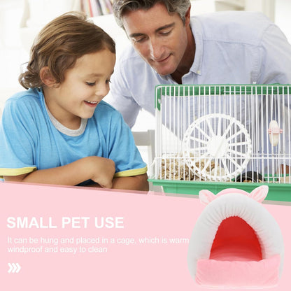 Abaodam Hamster Warm Nest Cotton Bed Small Pet Sleeping Cave Pink L Cozy Hideout for Guinea Pigs Rabbits Hedgehogs Chinchillas