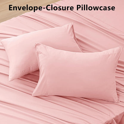 Twin Size 4 Piece Sheet Set - Hotel Luxury Bedding for Twin Size Bed - Soft and Breathable Bed Sheets Set - Deep Pocket Sheets,Wrinkle & Fade Resistant(Twin, Baby Pink)