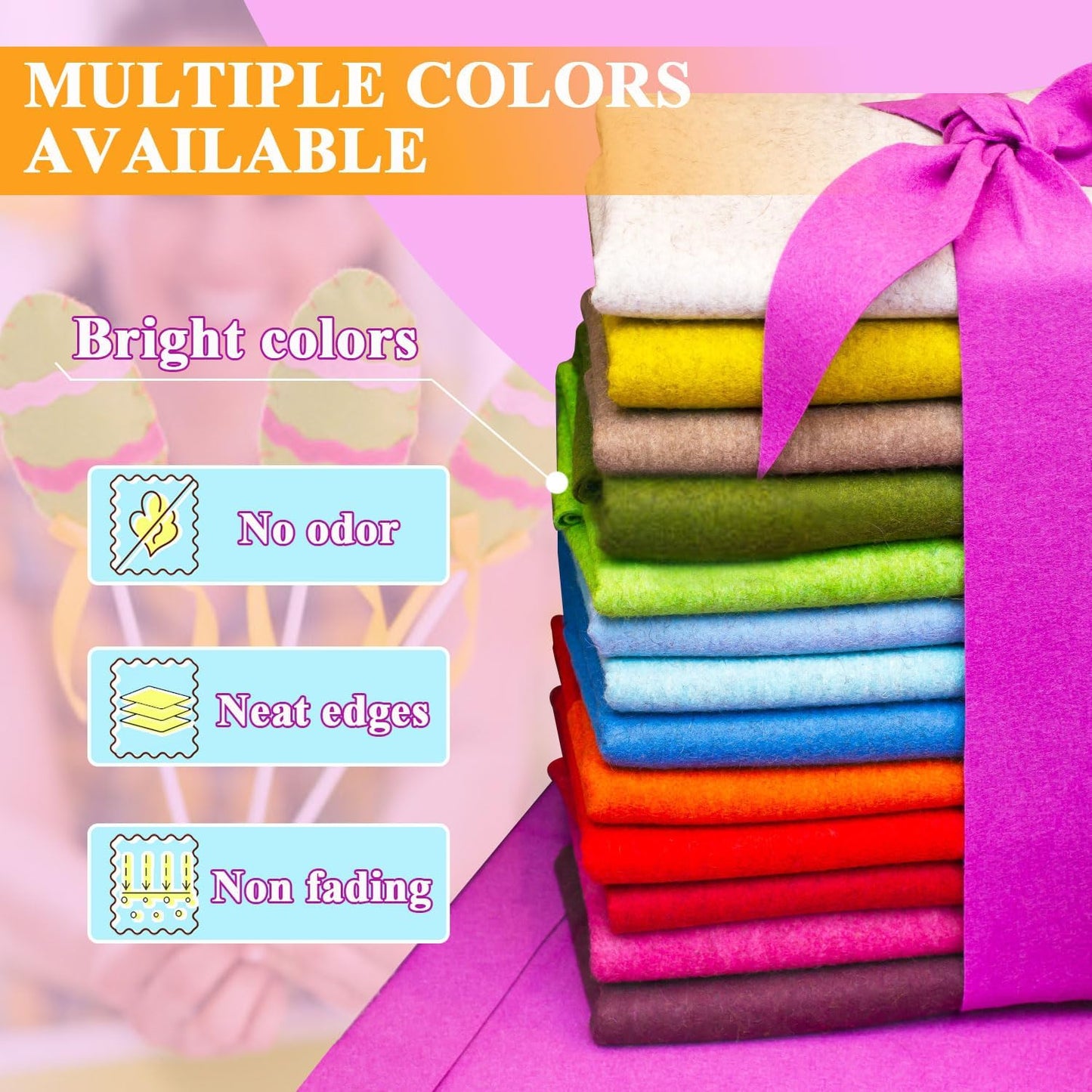 Peach Felt Fabric 36" X 36"(1 Square Yard), 1.6mm Thick Soft and Durable Flexible Craft Acrylic Felt by The Yard for Sewing DIY Art Craft Project Decorations