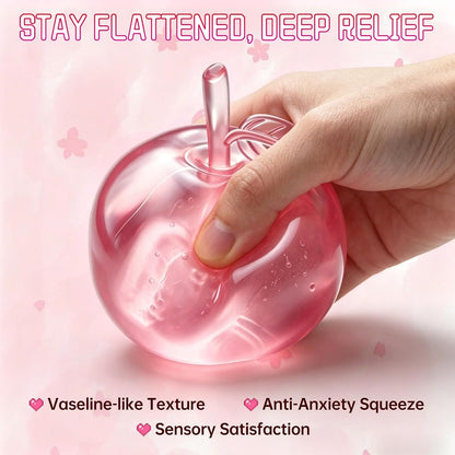 Stress Relief Toy, Apple Squishy, Squishy Apple Slow Rising Fruit Squishies, Clear Cute Fruit Stress Ball for Adults, Cute Funny Desk Decor (Pink)