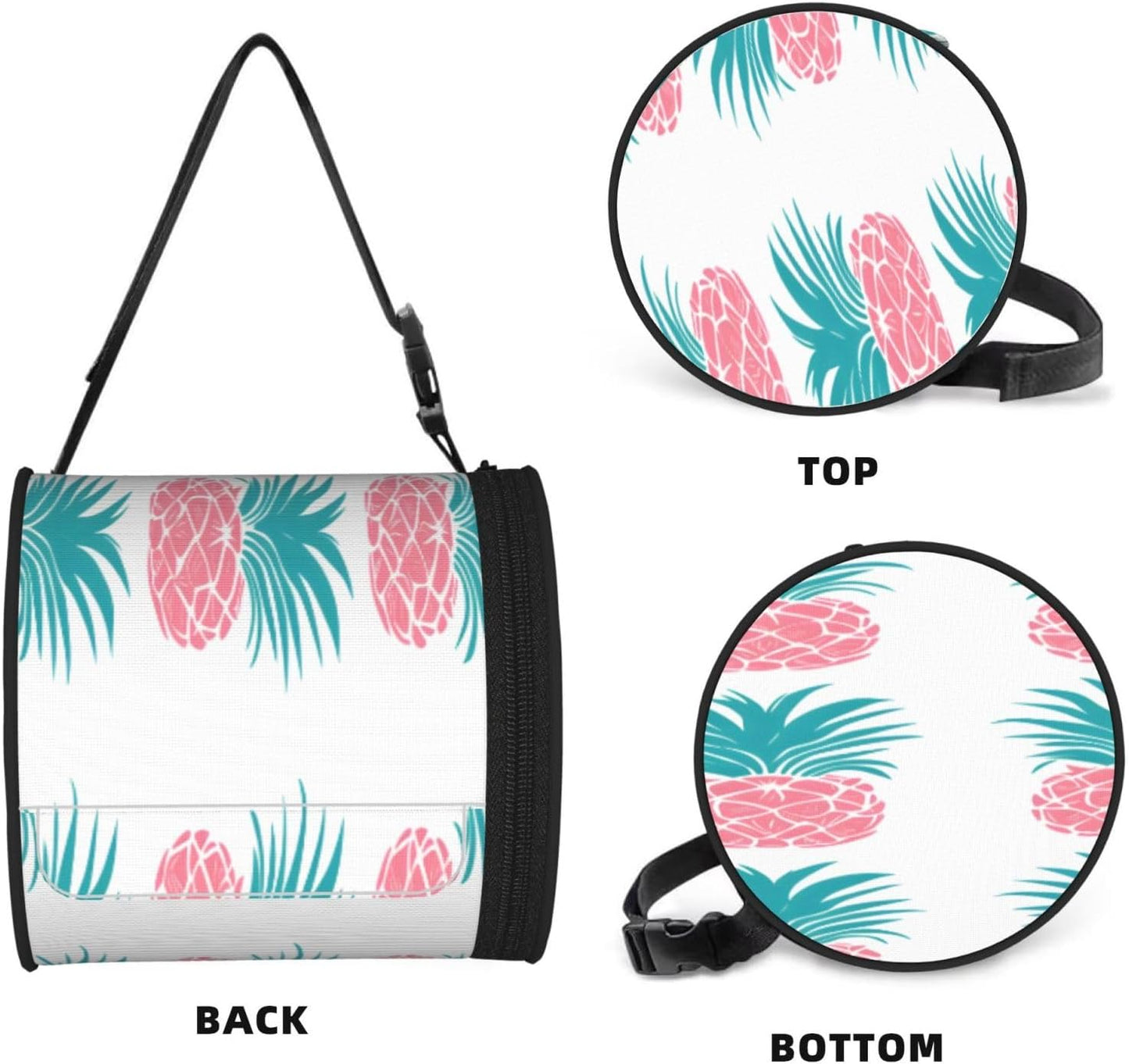 Oxford Cylinder Tissue Holder, Round Tissue Container Pink Pineapple Print - 6.3''X6.3'' Portable Toilet Paper Roll Cover Tissue Box for Home Car Camping Office Travel