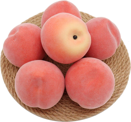 6pcs Artificial Peaches Fake Peaches Artificial Fruits Vivid Peaches for Home Fruit Shop Supermarket Desk Office Restaurant Decorations Or Props