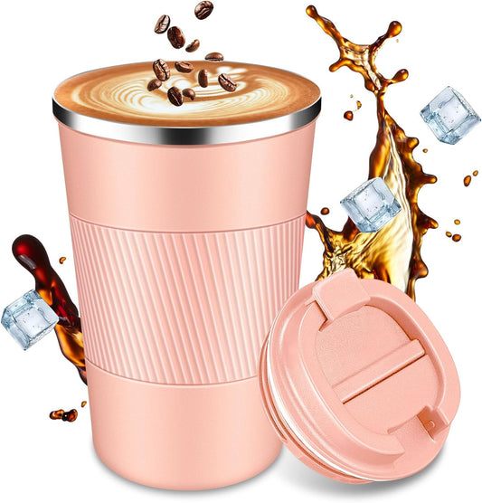 Insulated Travel Coffee Cup with Leak Proof Lid,To Go Camping Stainless Steel Vacuum Coffee Mug, Reusable Coffee Tumblers Hot & Cold Drinks Gifts Multiple Sizes and Colors