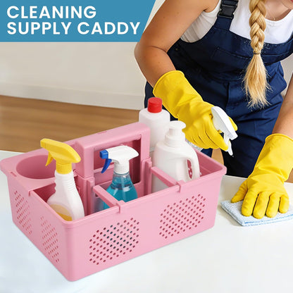 KMV Portable Shower Caddy Dorm: Features handles and adjustable compartments，Ventilation and Drainage Hole Design Cleaning Basket，ideal for toiletries， Essential for college dorms-pink