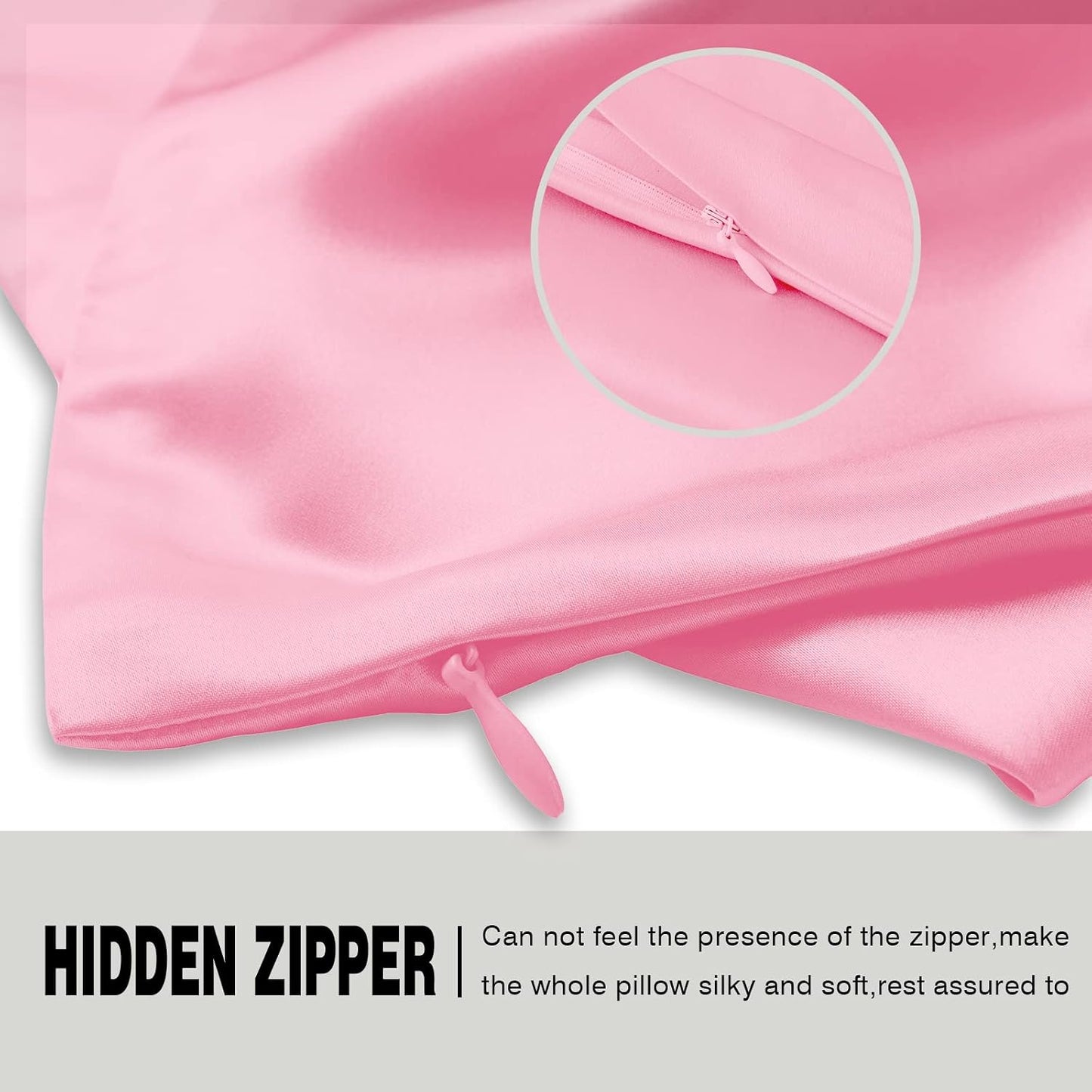 Mulberry Silk Pillowcase for Hair and Skin Standard Size 20"X 26" Pillow Case with Hidden Zipper Soft Breathable Smooth Cooling Silk Pillow Covers for Sleeping (Pink,Standard,1Pcs)