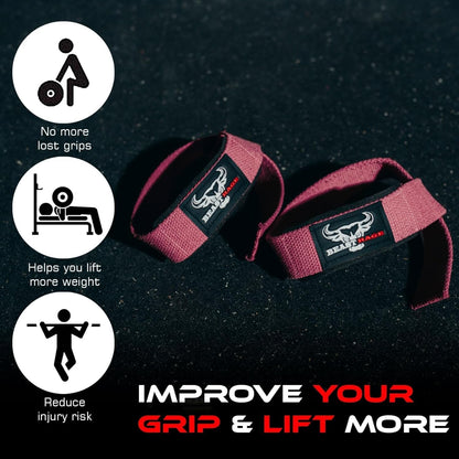 BEAST RAGE Lifting Wrist Straps for Weightlifting, Straps Gym Grip Power Workouts Lifting Straps Padded Neoprene & Premium Cotton Men Women, Deadlift Bodybuilding Exercise Lifting Straps
